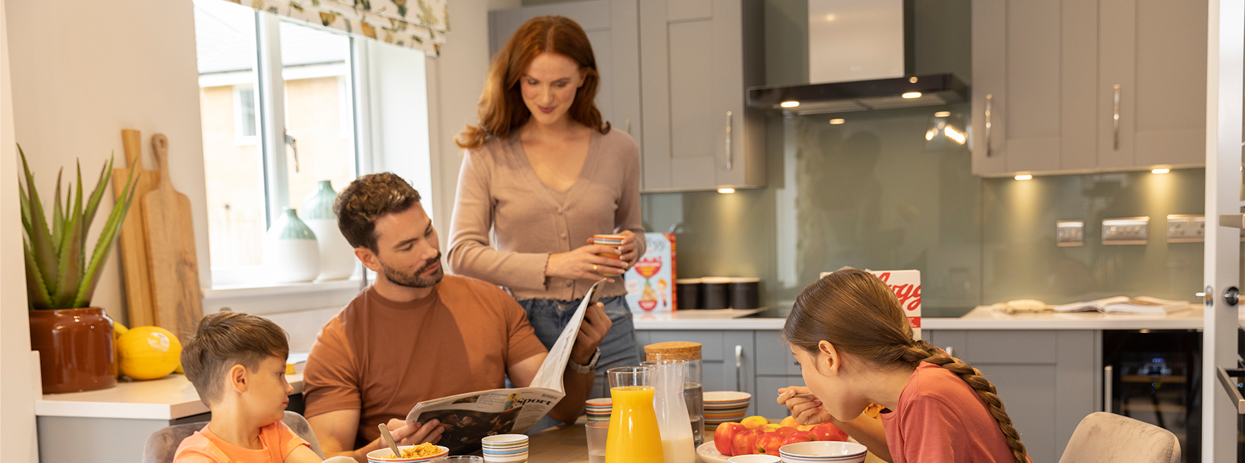 A family at breakfast